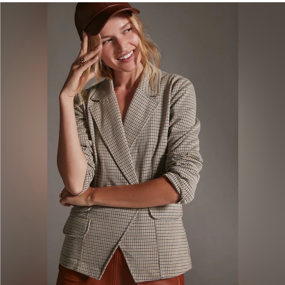 Anthropologie collegiate knit blazer